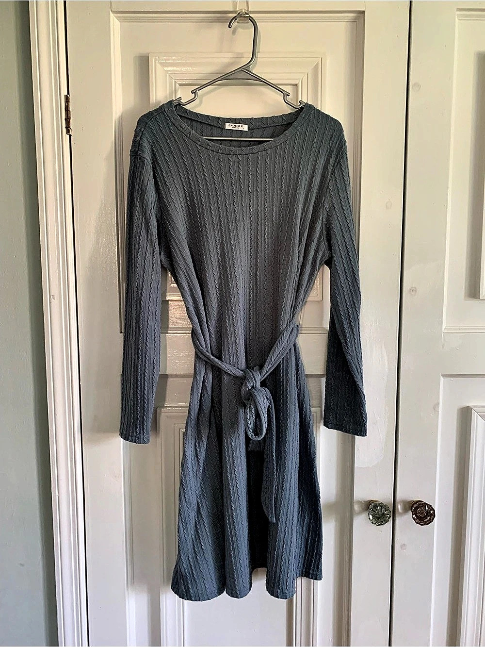EKOUER Cable Knit Midi Dress Gray Large Like New